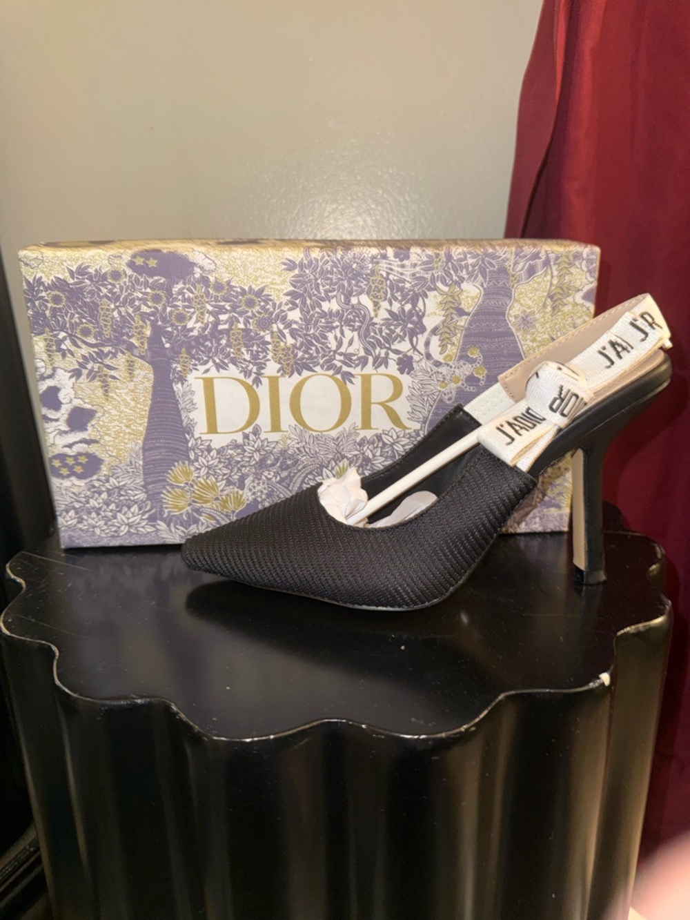 Dior Black J'Adior Ribbon Slingback Pump
